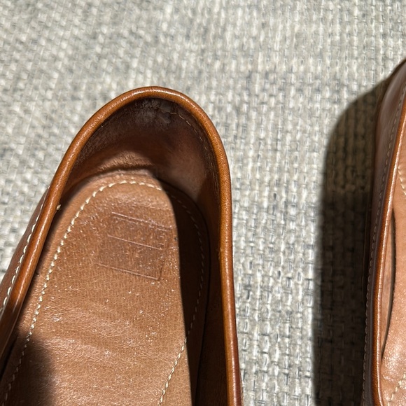 Frye Brown Leather Flats with Strap Detail - Picture 2 of 6